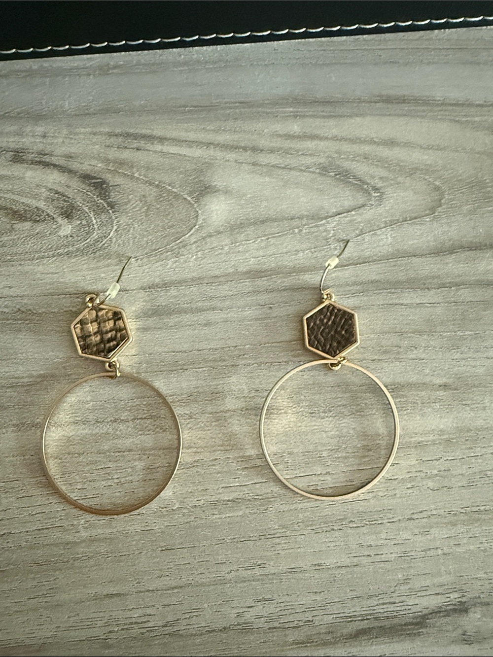 Gold Hexagon & Hoop Drop Earrings - Women Jewelry